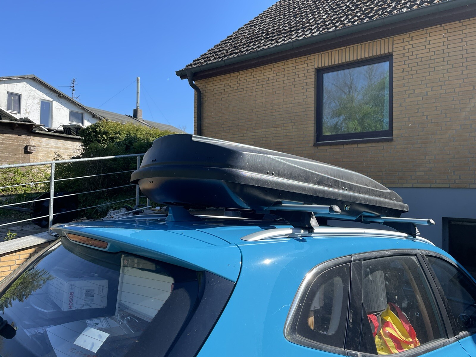 Large car roof box used, international fitting rails included. eBay