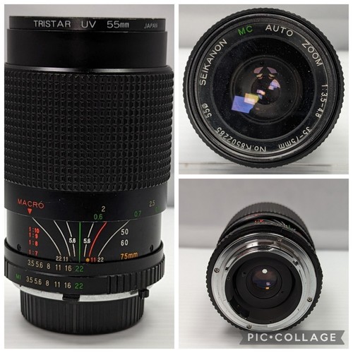 Vtg Seikanon MC Auto Zoom 1:3.5-4.8 35-75 mm Minolta Camera Lens Tristar Filter