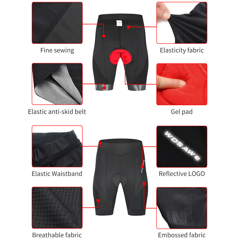 Men's Cycling Shorts 3D Gel Padded Road Bike Sports Breathable Bicycle