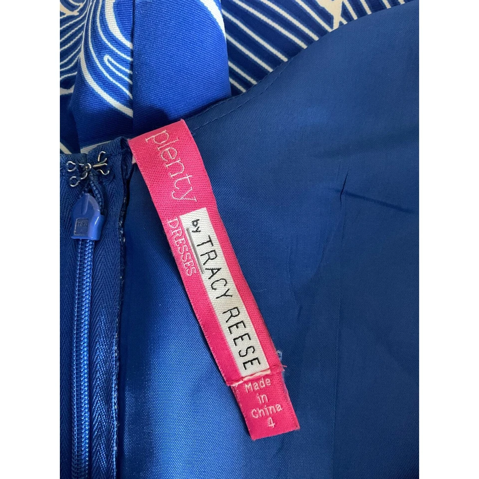 Vestido Plenty by Tracy Reese Mona Fit Azul Ondas Mini Sin Mangas Para Mujer Talla 4 Foto 3 de 4