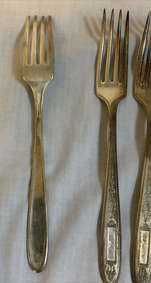 "5 tenedores de cena Oneida Community Grosvenor 7 5/8"" mango adornado plato plateado" Foto 4 de 4