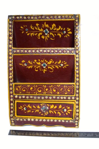 Indian Vintage Beautiful Wooden Handmade Fine Art Painted Letter Box. G62-202 - Picture 8 of 9