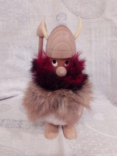 Vintage statuina legno Viking vichingo warrior Danish tipo Bolling Troll style - Foto 2 di 7