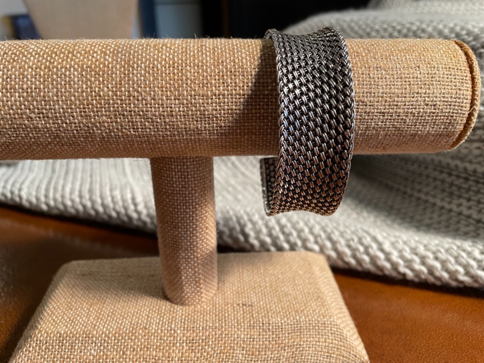 Sterling Silver 925 Woven Statement Cuff Bracelet… - image 1