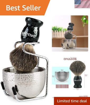 Handcrafted Badger Hair Shaving Brush with Stylish Wooden Handle and Stand