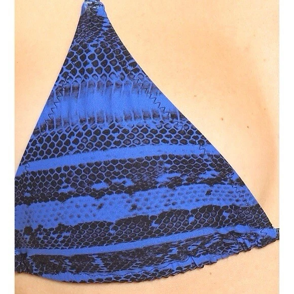 Traje de baño bikini triángulo de dos piezas Proenza Schouler azul/negro serpiente, L, nuevo con etiquetas Foto 3 de 4