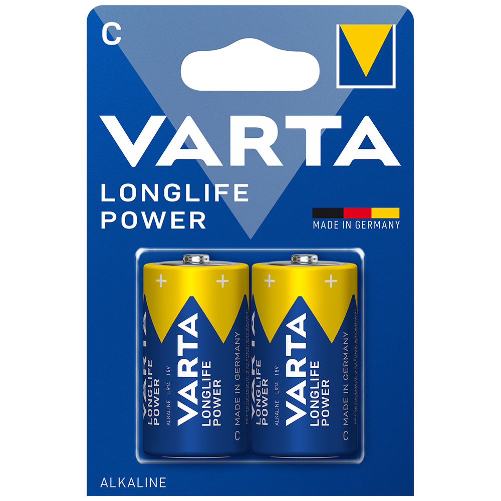 Varta Longlife Power C LR14 1.5V Alkaline Batteries x 2 *Long Expiry Dates*