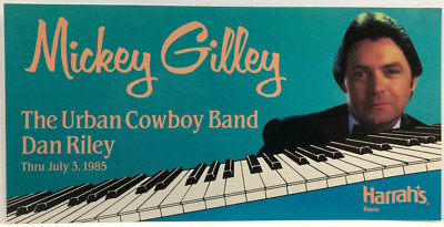 Mickey Gilley, Urban Cowboy Band, Dan Riley at Harrah's Reno Postcard July 1985