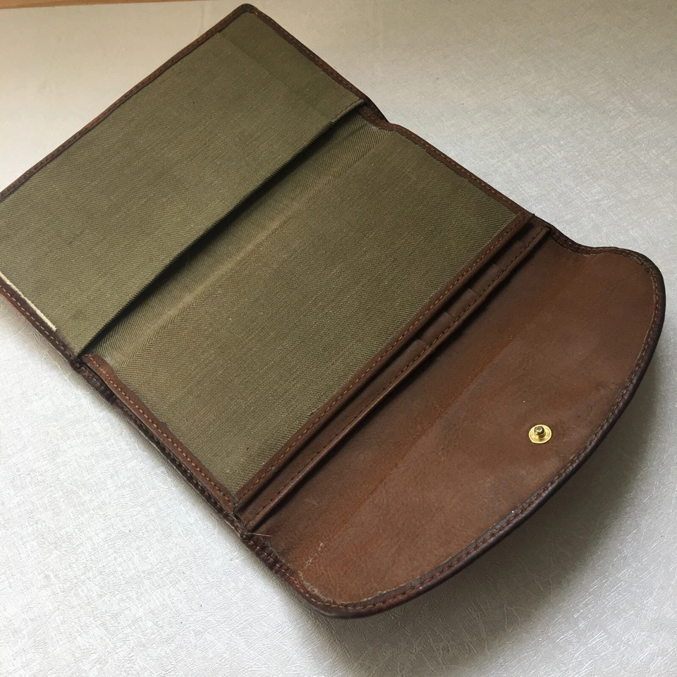 Vintage 1980s Brown Genuine Leather Envelope Wallet Snap Closure 3 fold 7"L x4"W - Image 4 of 4