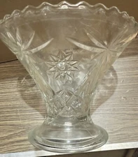 VINTAGE Anchor Hocking Clear Glass Star of David Punch Bowl Or Cake Base Stand