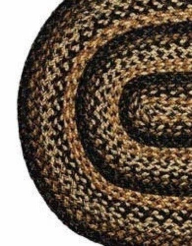 Black Forest Braided Area Rug By IHF Rugs. 4' x 6' Oval Rug. Black Brown Beige - Picture 2 of 3