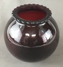 Vintage Anchor Hocking Royal Ruby Ruffled Edge Ivy Ball Vase - 4" Diameter