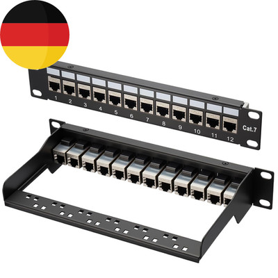 Patchpanel Cat 7, 1U 12 Port, 10-Zoll Keystone Patchpanel, Lsa-Verteilerfeld, RJ