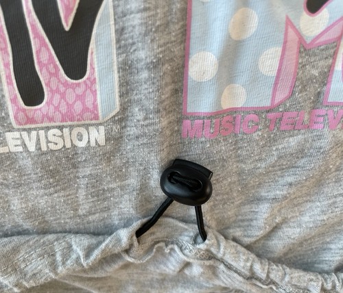 MTV Girls Graphic T-Shirt Gray Youth Size 6 - 6X Cinched Waist Short Sleeves - Picture 3 of 5