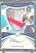 2022 CHRONICLES CROWN ROYALE MALIK WILLIS SILHOUETTE NIKE SWOOSH LOGO 2/2 AUTO 