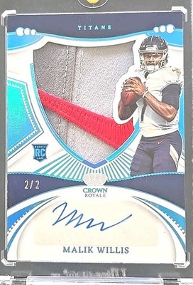 2022 CHRONICLES CROWN ROYALE MALIK WILLIS SILHOUETTE NIKE SWOOSH LOGO 2/2 AUTO 