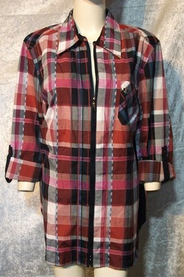 MY WAY FER KARIERT FEINE TUNIKA BLUSE Gr. 48 50