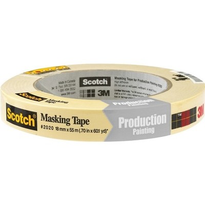 Scotch 2020-.75A Masking Tape, 60 yd L, 3/4 in W, Crepe Paper Backing, Beige