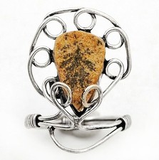 Natural Psilomelane Dendrite German 925 Solid Sterling Silver Ring Sz 7.5