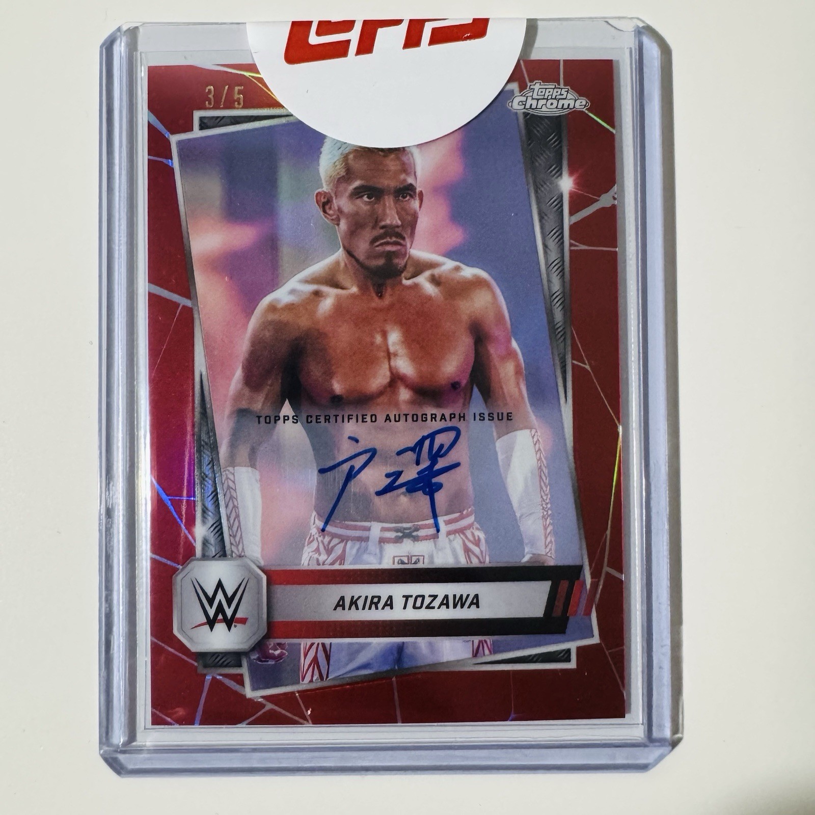 2025 WWE Topps Chrome Autograph Red Refractor Parallel - Akira Tozawa 3/5 Auto