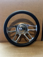 14 Billet Half Wrap Black Steering Wheel 4 Spoke Polished With Hub Adapter