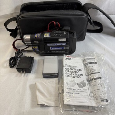 JVC GR-AX760U Compact VHS-C Camcorder Manual, Charger Tape Carrying Case EUC
