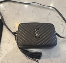Saint Laurent Black Chevron Quilted Tassel Lo...