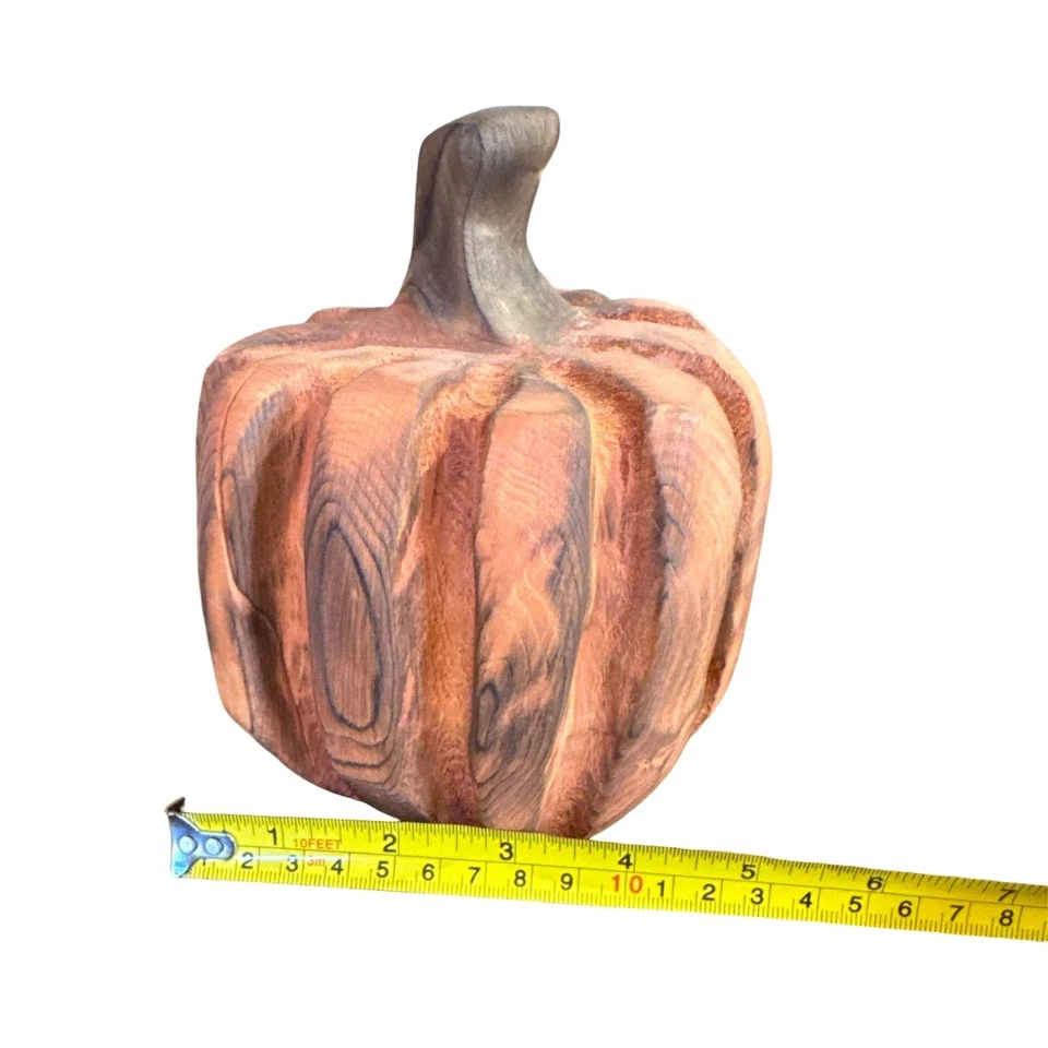 Calabaza de madera hecha a mano tallada por cesta estuche diseños LLC 6" decorativo rústico Foto 2 de 4