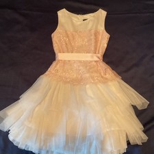 Chantilly Lace Pink Lace Cream Tulle Sleeveless Dress Girls Size 10