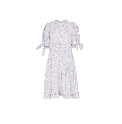 Brogger Amy Midi Dress Womens XS White Black Stripe Short Puff Sleeve Cotton