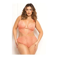 Seven ’til Midnight Queen Floral Lace Underwire Teddy Coral