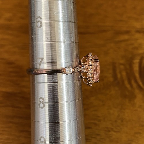 Pink Halo Engagement Ring Rose Gold Sterling Silver Size 7.25 P*M Milor Italy - Picture 19 of 22