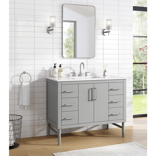 Ryan 24 in. W x 33 in. H Rectangular Stainless Steel Framed Wall Bathroom Vanity - Picture 2 of 6