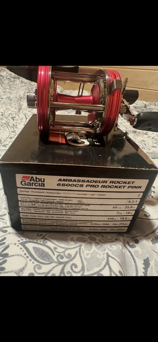 Abu Garcia Ambassadeur 6500CS Pro Rocket Pink Baitcast Reel w/ Box