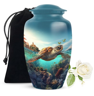 Sea Turtle Urns Ashes Container Adult Male Cremation Urn 10 Inch Burial Box