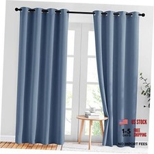 Blackout Curtains for Living Room 84 inches 52"W x 84"L Pack of 2 Stone Blue
