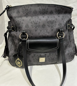 Disney Dooney Bourke Haunted Mansion Wallpaper Smith Bag Purple Lining EUC