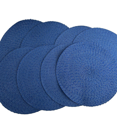 Round Braided Placemats Lot of 8 Place Mats Dining Tables Woven Blue Decor 15''