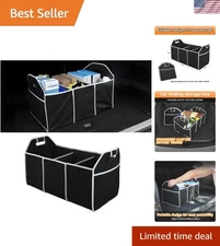 Large Capacity Portable Car Trunk Storage with 3 Compartments - Universal Fit