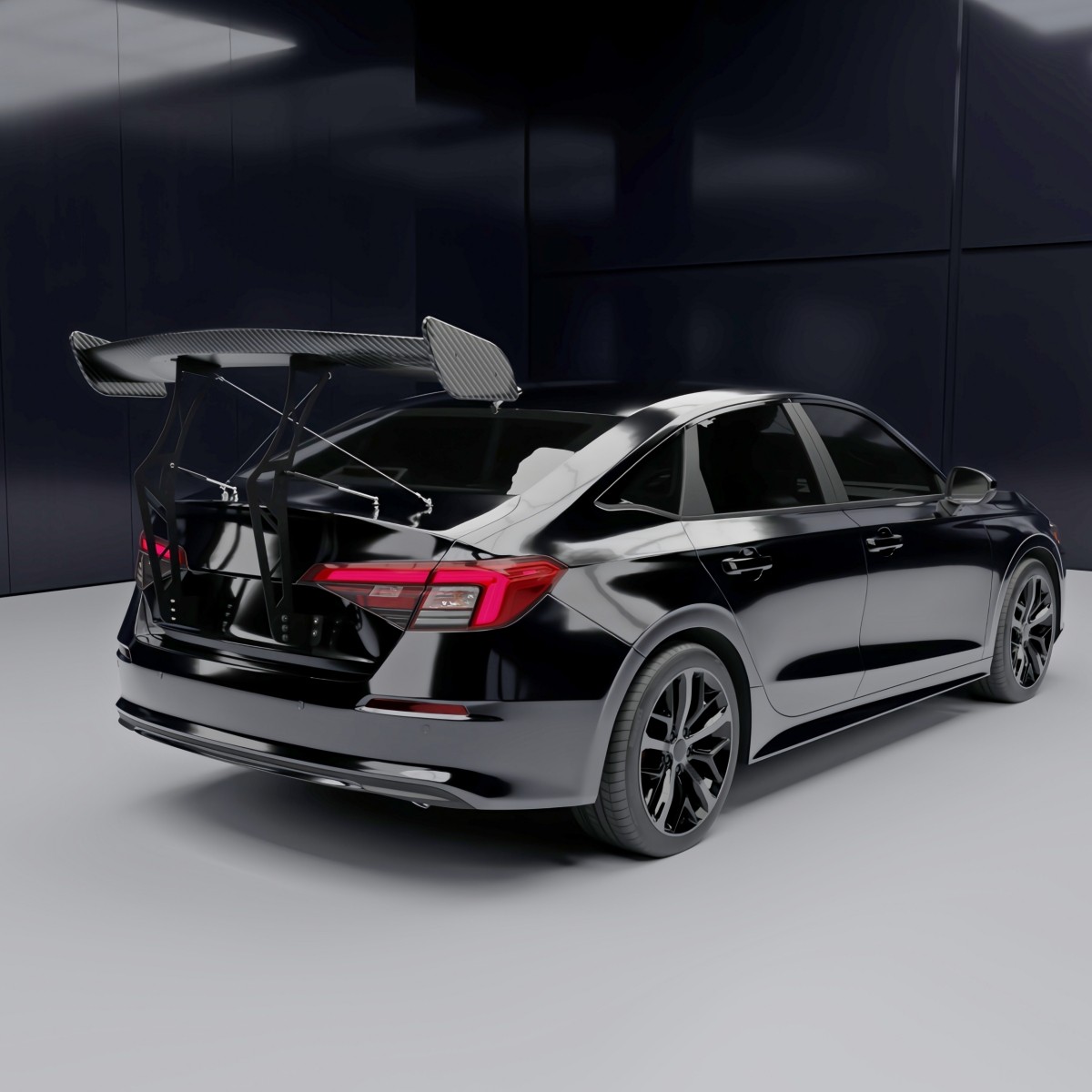 55'' Adjustable GT Racing Style Carbon Fiber Style Spoiler Wing For Sedan Coupe