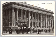 Paris France Postcard La Bourse Stock Exchange Building Architecture Landmark