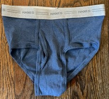 Vintage Hanes Youth Briefs Large Cotton Tighty Super Soft Ringer Blue