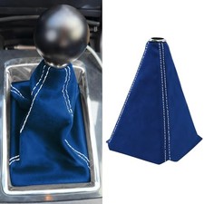 Car Shift Boot Cover Stick Shift Cover Suede Leather Dark Bluewhite