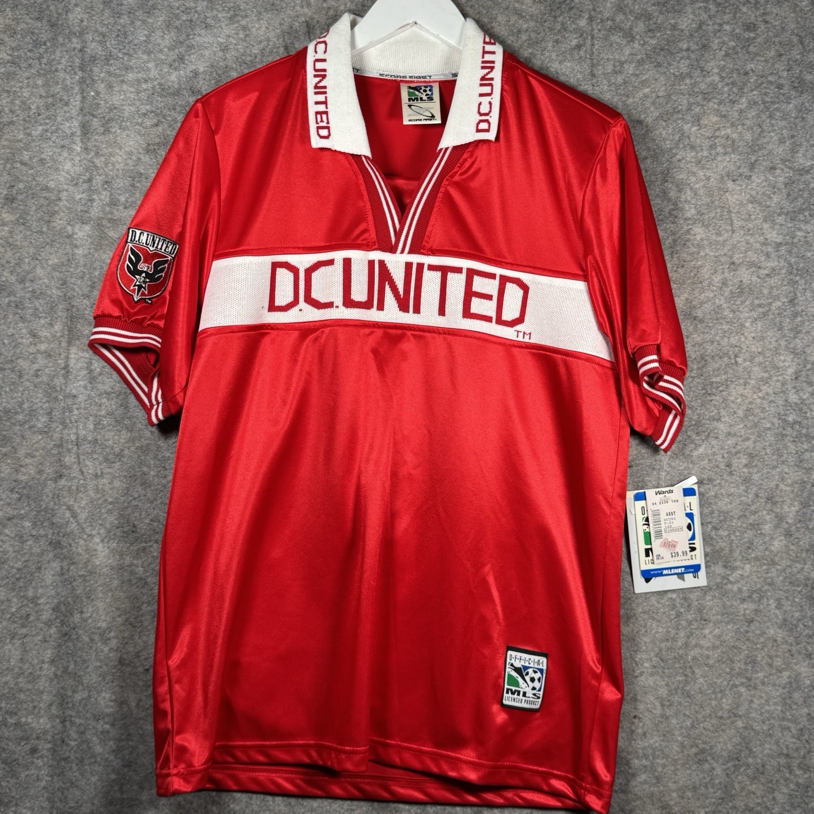 Vintage NWT D.C. United MLS Licensed Red Collared Jersey Mens Size M 20x30