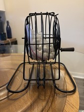 Black Metal Bingo Cage Approx 8  Tall W/ 72 Small Balls See Pics