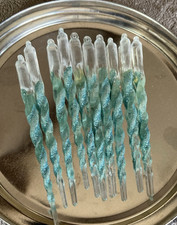 Set of 10 Beautifull 5" teal blue sparkle icicles ornaments