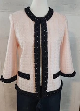Ming Wang Knit Jacket Pink Black XL