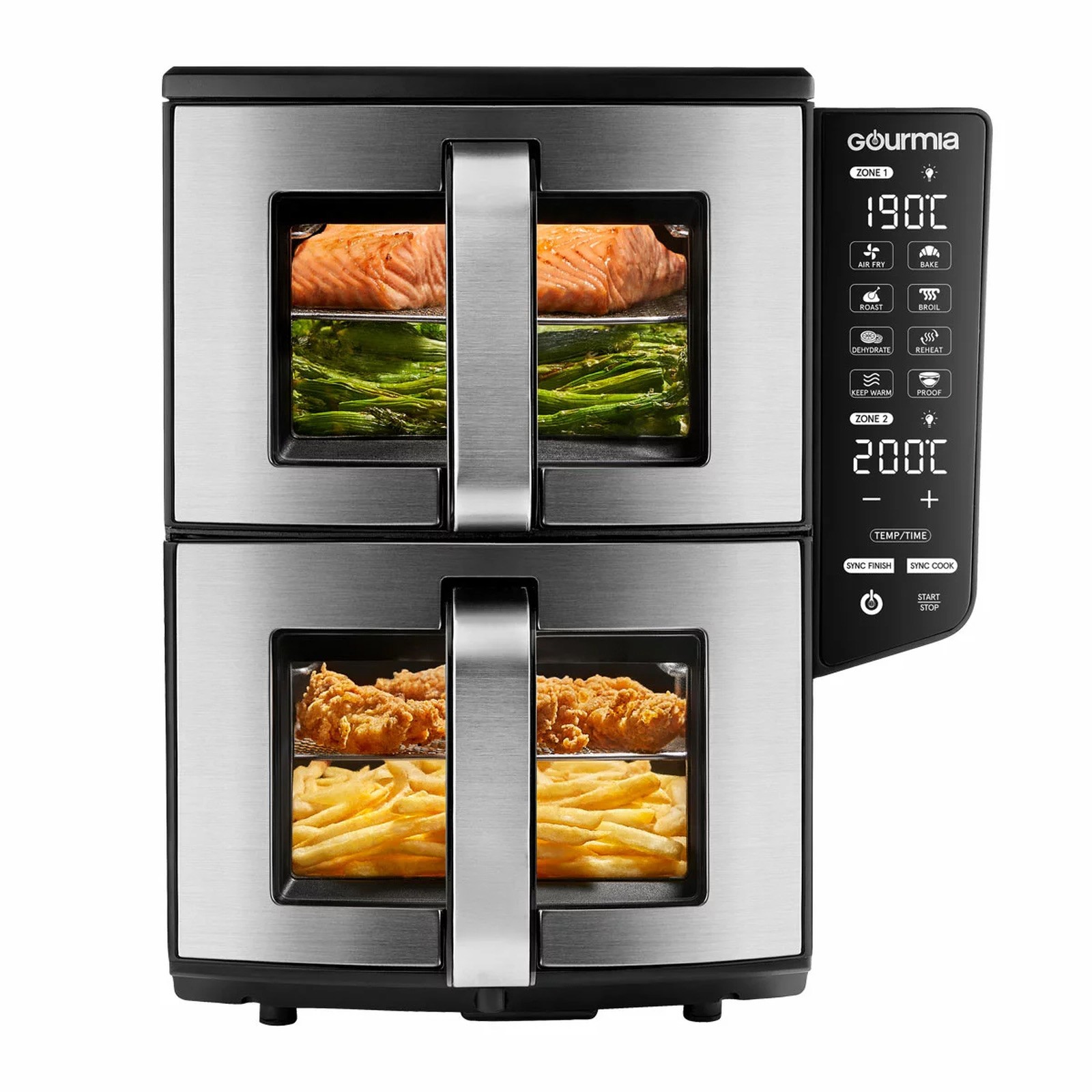 Gourmia GAF1180 Double Decker Air Fryer 10.4L | Dual 5.2L Baskets