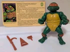 Vintage Michaelangelo SOFT-HEAD 1988 TMNT Ninja Turtle 10-Back MACAO with Card