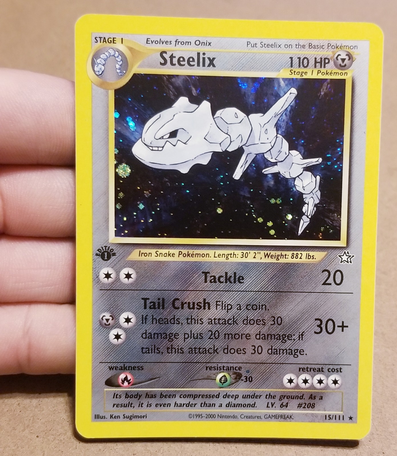 POKEMON TCG 1ST EDITION STEELIX 15/111 ☆ HOLO RARE NEO GENESIS W/SWIRL 🌀 NM